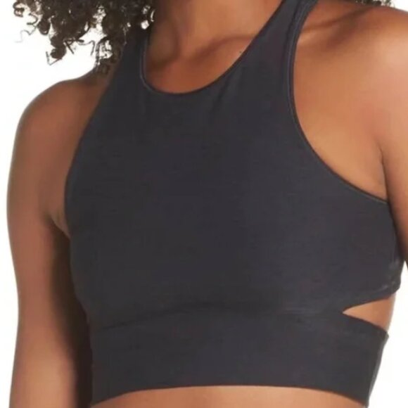 Outdoor Voices dark gray Slashback Crop Top sz L--SOLD OUT on OV site - Picture 1 of 9